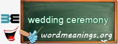 WordMeaning blackboard for wedding ceremony